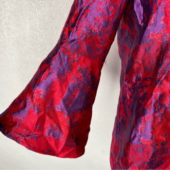 Tuckernuck Size XS Red Purple Raspberry Jacquard Blouse - Picture 3 of 10